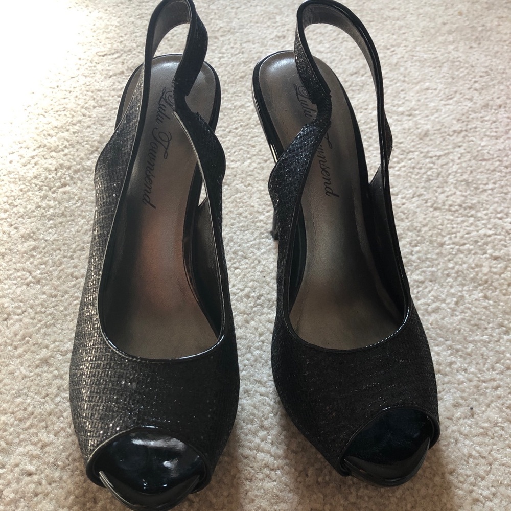 Black sparkle heels